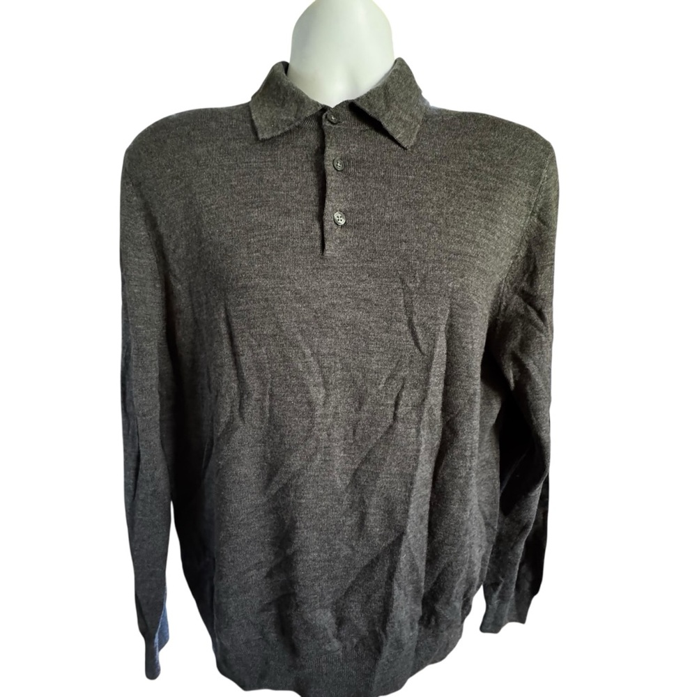 Brooks Brothers Charcoal Merino Polo Sweater